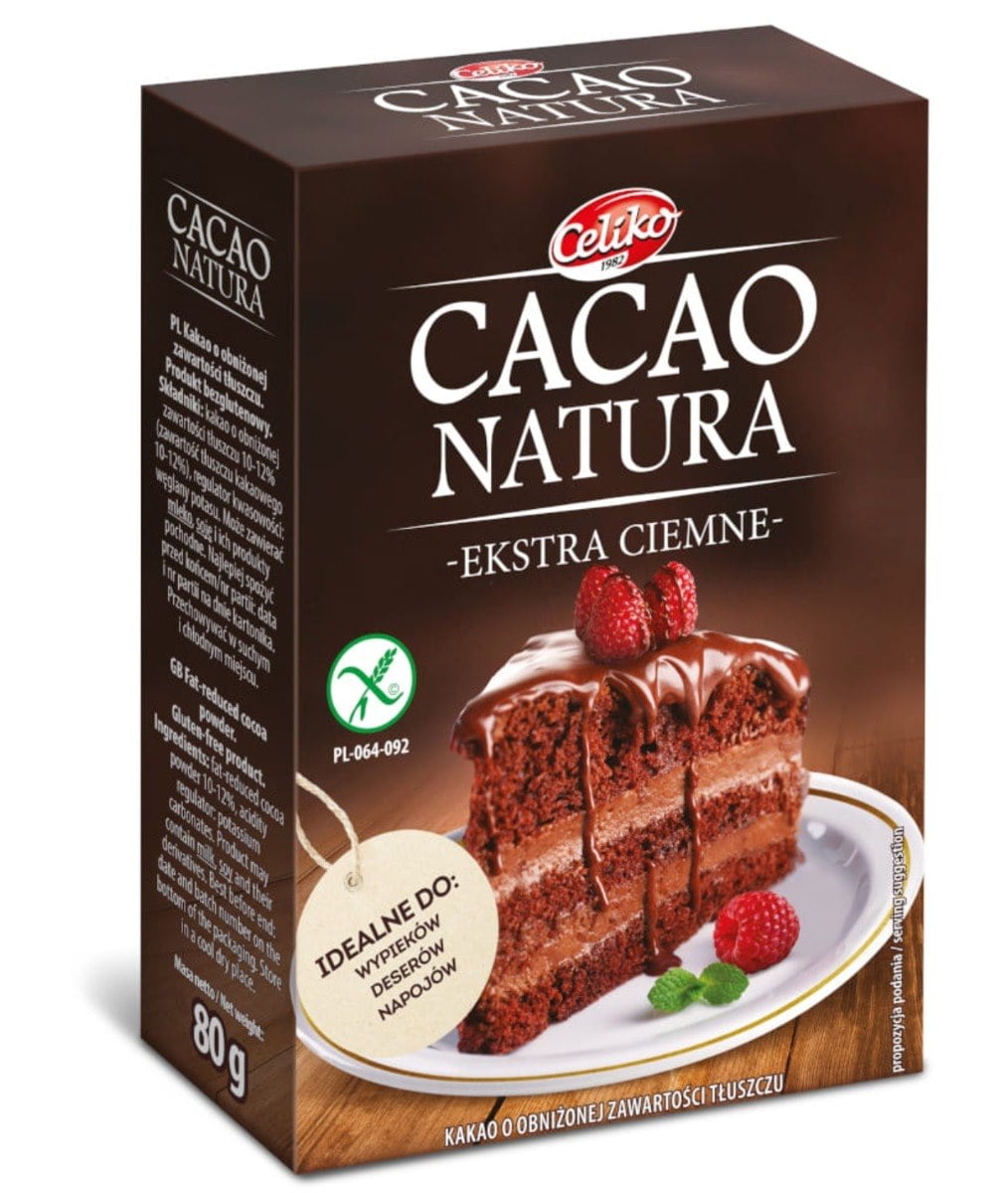 Celiko Kakaový prášek se sníženým obsahem tuku extra tmavý 80 g