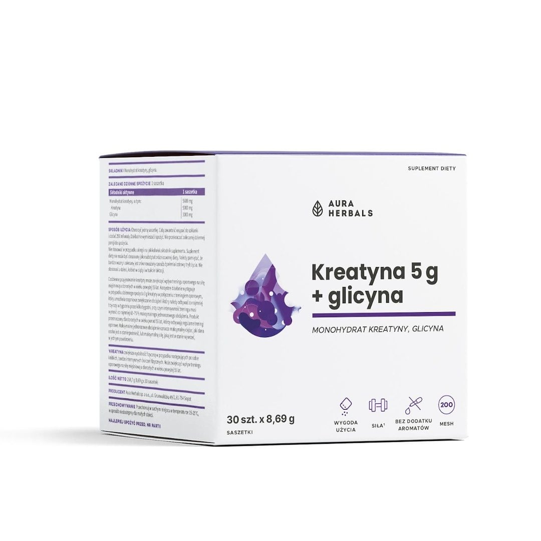 Aura Herbals Kreatin 5 g monohydrát + glycin 30 sáčků