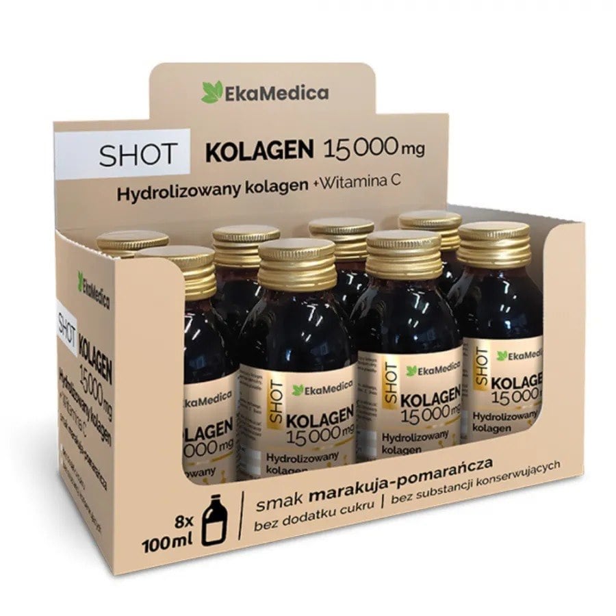 EkaMedica Shot Kolagén 15 000 mg s vitamínom C 8 × 100 ml