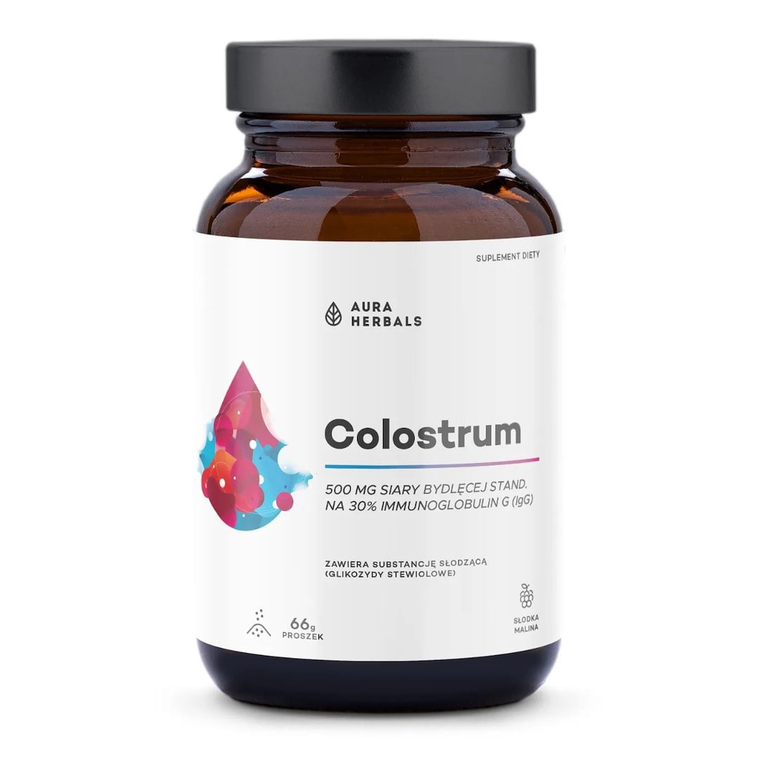 Aura Herbals Colostrum 500 mg prášok 66 g s príchuťou sladká malina