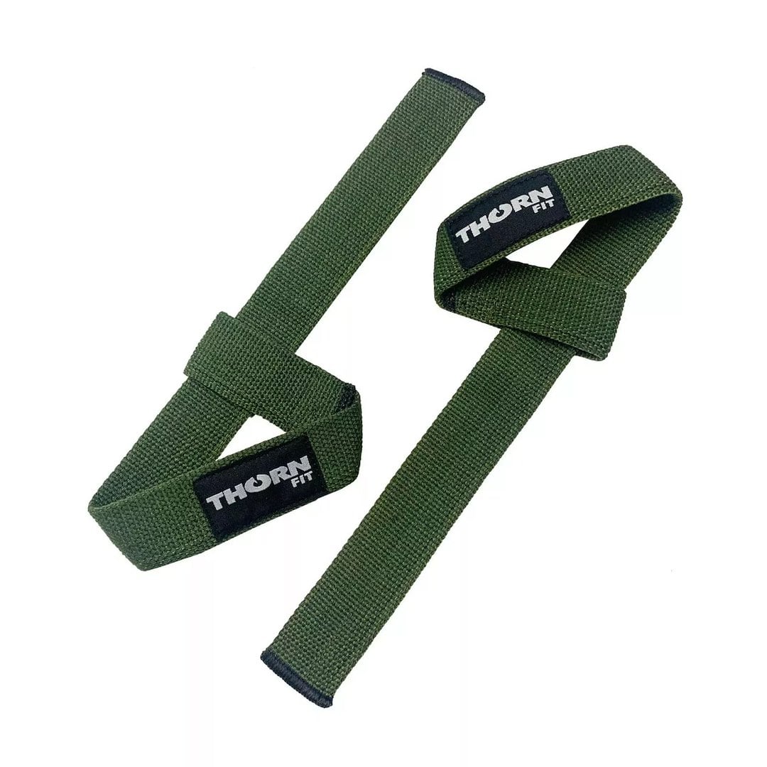 THORN FIT bavlnené popruhy na dvíhanie záťaže Cotton Army Green