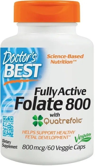 Doctor's Best Fully Active Folate 800 s Quatrefolic 800 µg 60 kapslí