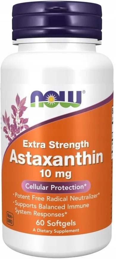NOW Foods Astaxanthin Extra Strength 10 mg 60 gelových kapslí