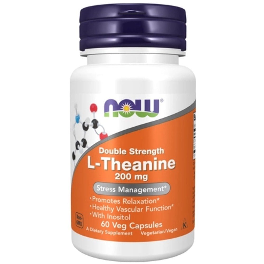 NOW Foods Double Strength L-Theanine 200 mg 60 veganských kapslí