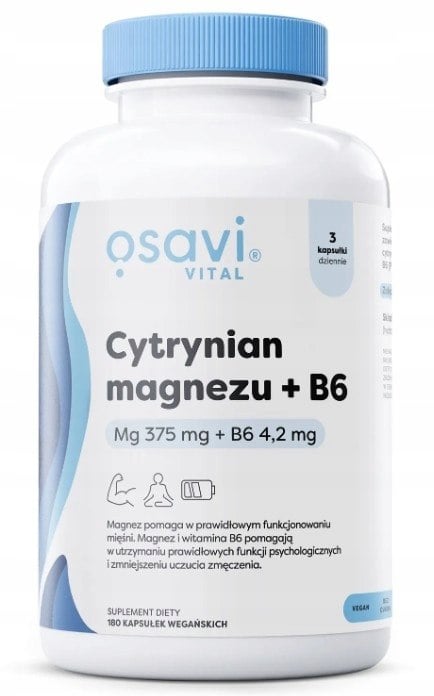 Osavi Citrát hořčíku 375 mg + B6 4,2 mg 180 veganských kapslí