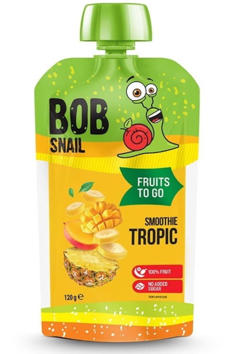 BOB SNAIL Smoothie TROPIC banán – ananas – mango bez přidaného cukru 120 g