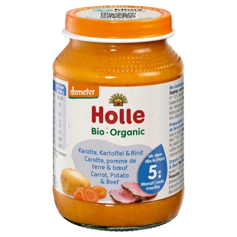 HOLLE Dětský příkrm mrkev, brambory, hovězí maso BIO 190 g