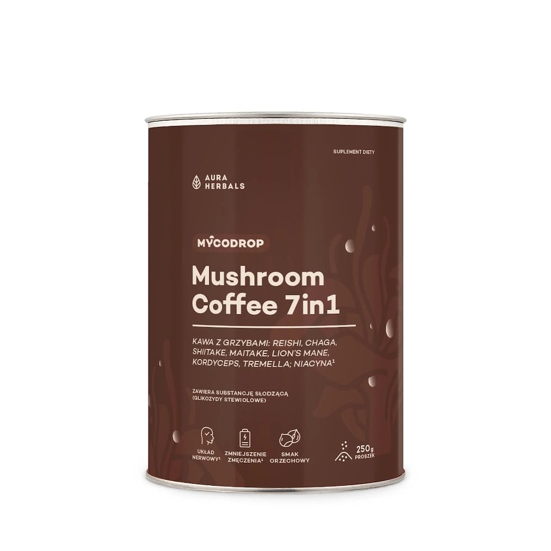 Aura Herbals Mycodrop káva s houbami mushroom coffee 7 in 1 prášek 250 g