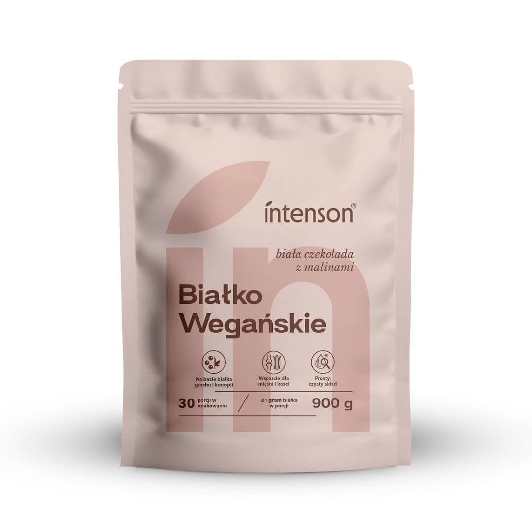 Intenson Veganský protein 900 g příchuť bílá čokoláda a maliny