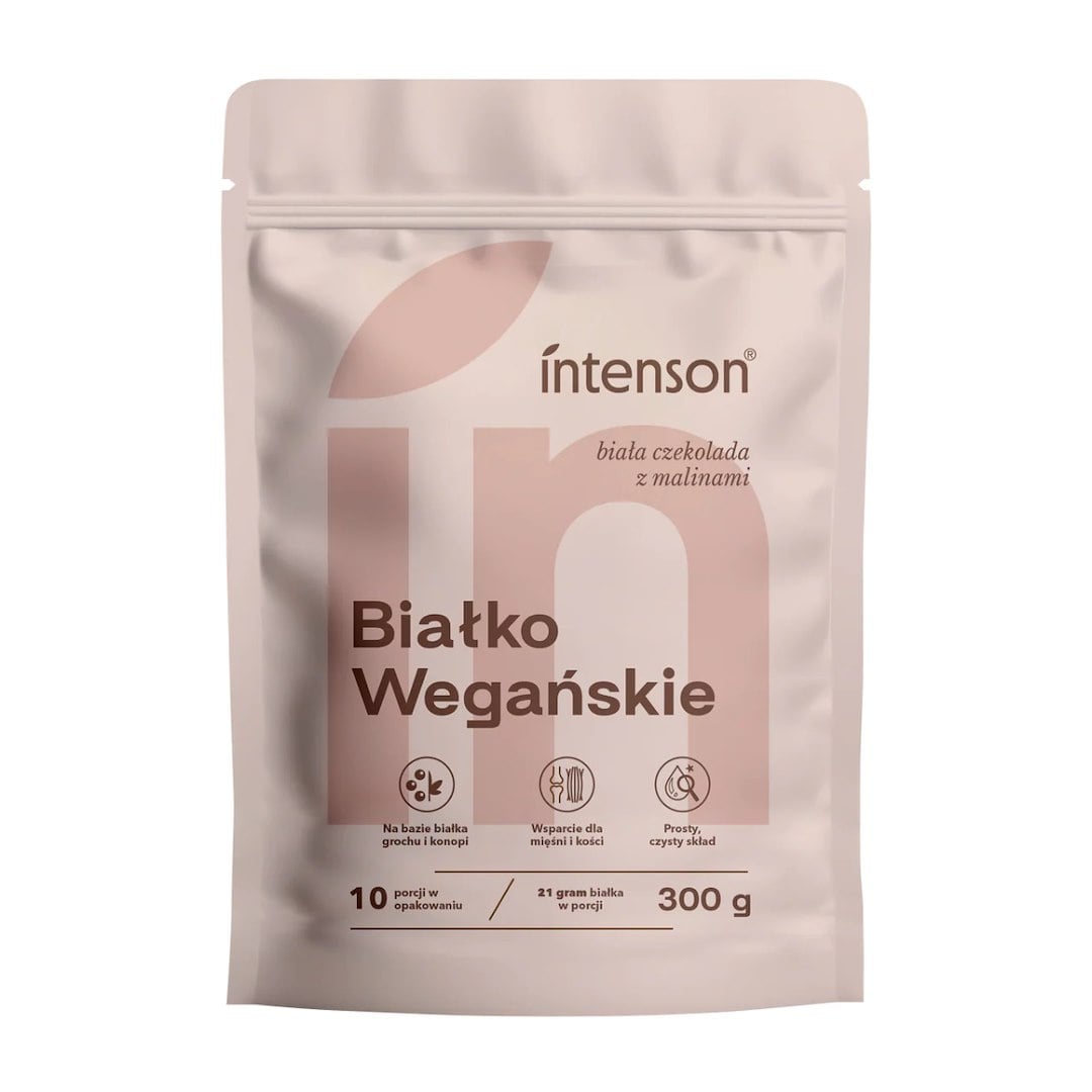 Intenson Veganský protein 300 g příchuť bílá čokoláda a maliny
