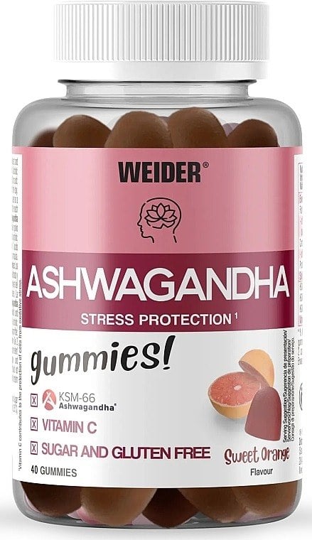 Weider Ashwagandha 40 želé cukríkov s príchuťou sladkého pomaranča