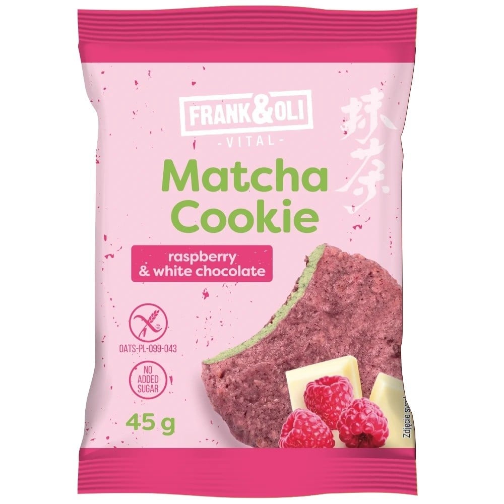 Frank&Oli Matcha Cookie malina a bílá čokoláda 45 g