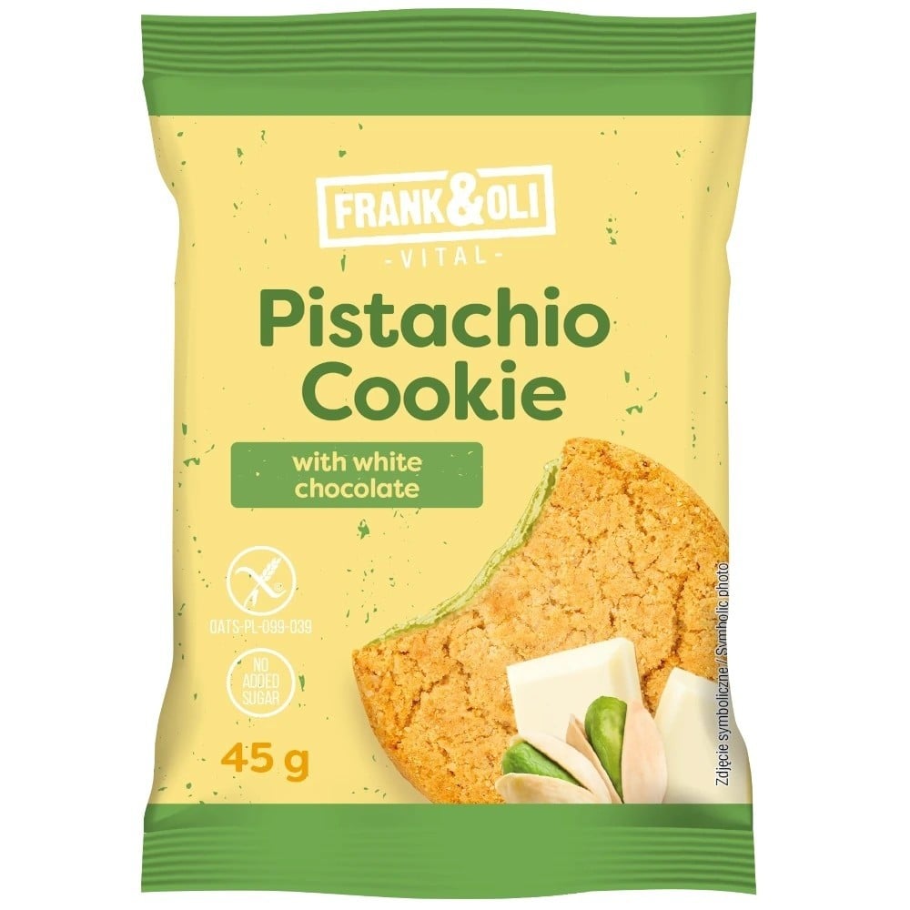 Frank&Oli Pistáciová sušienka s bielou čokoládou 45 g