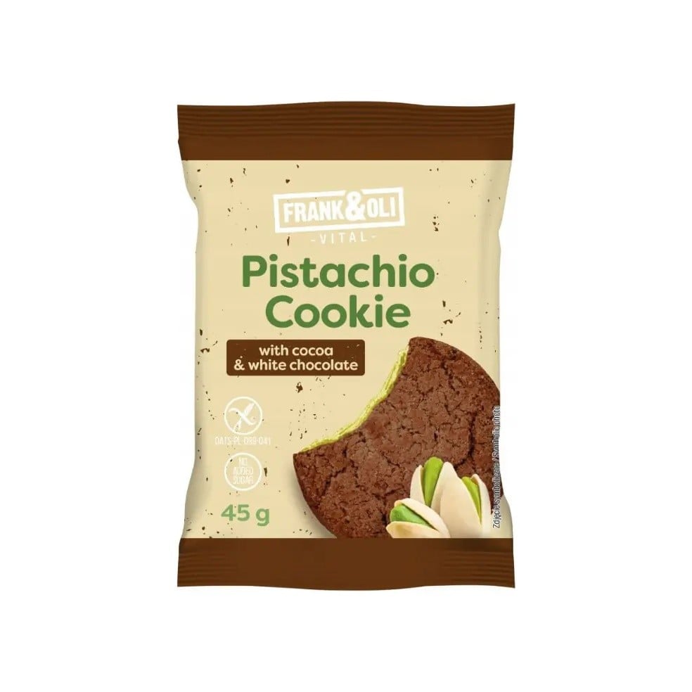 Frank&Oli Pistáciová sušienka s kakaom a bielou čokoládou 45 g