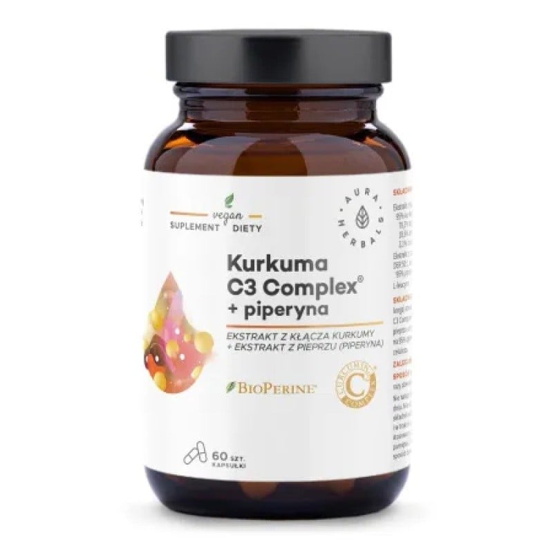 Aura Herbals Kurkuma 500 mg C3 Complex + piperin 60 kapslí