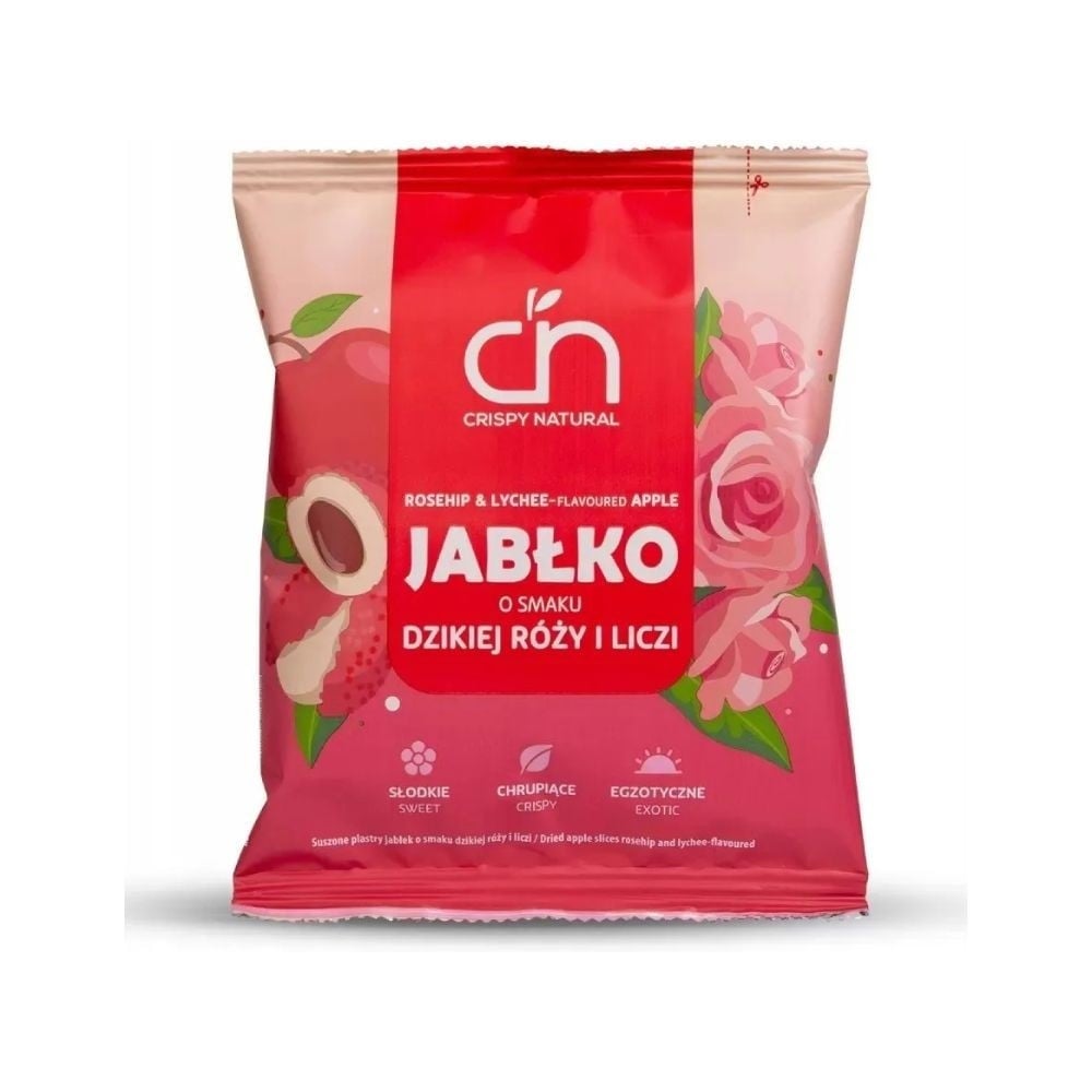 Crispy Natural Sušené jablko s príchuťou liči a šípky, plátky 50 g