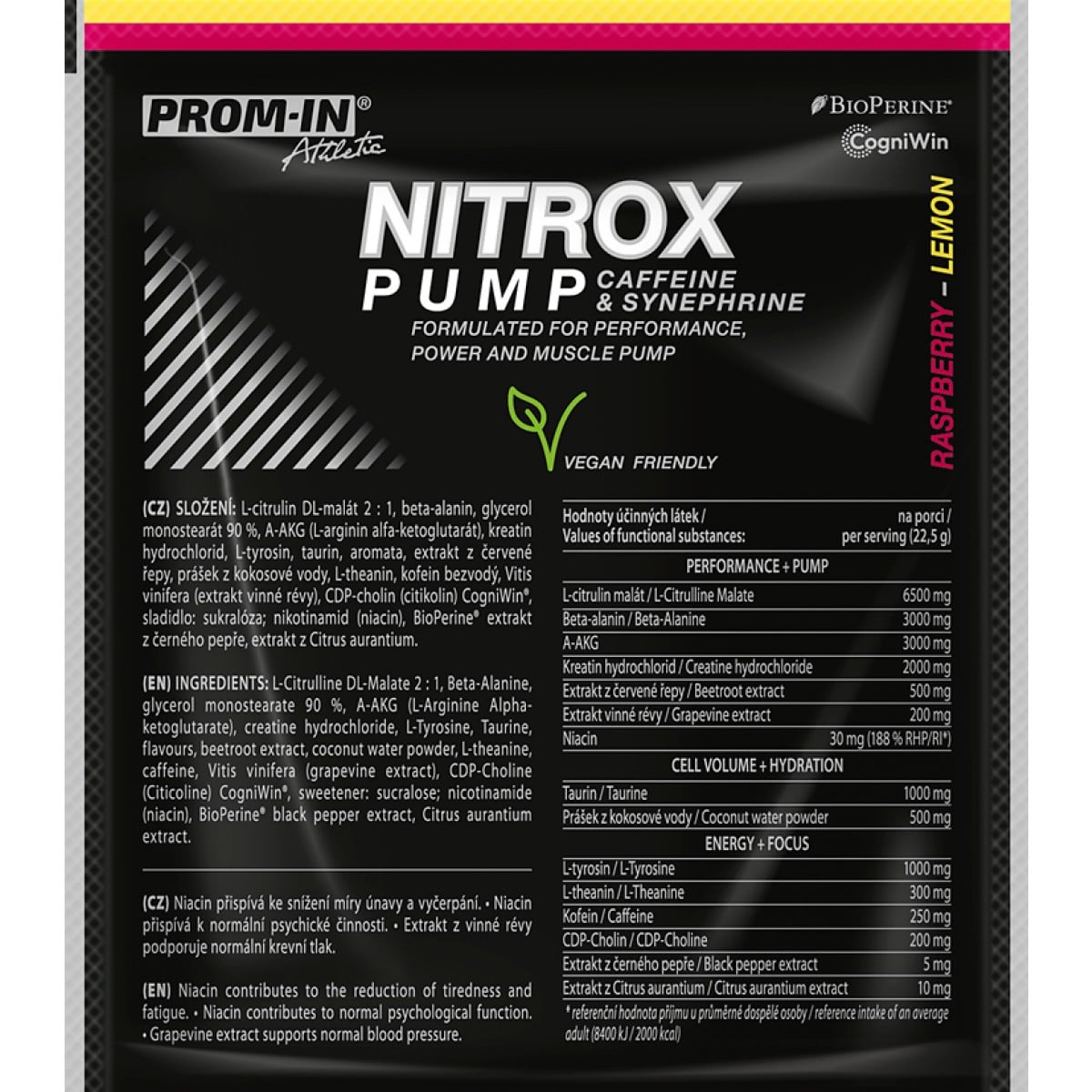 PROM-IN Nitrox Pump Caffeine & Synephrine (sáčky) 10x 22,5 g